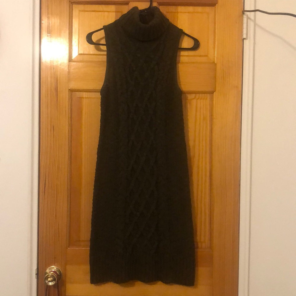 Hunter green turtle neck sleeveless sweater dress